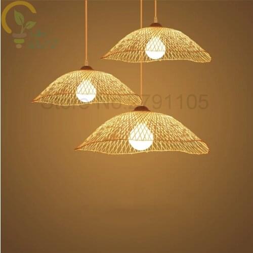 Modern Rural Manual Bamboo Weaving E27 Pendant Lights Originality Restaurant Hotel Attic Single Head Peanant Lamps
