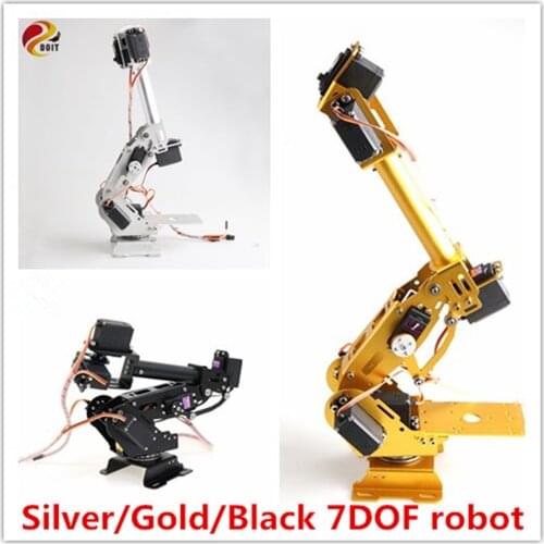SZDOIT 7DOF Large Robotic Arm Model Metal 7-Axis Robot Arm with 360 degree Rotating Base 7pcs Metal Gear Servos DIY for Arduino
