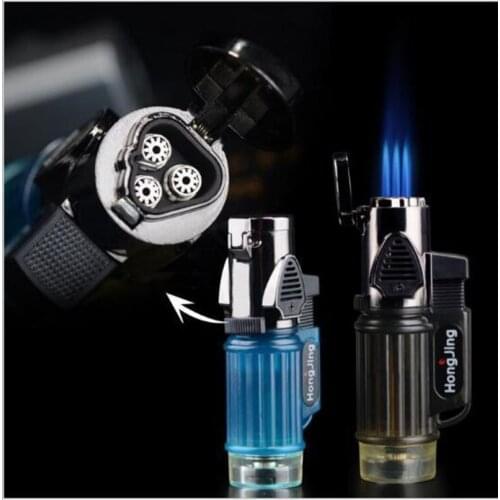 Triple Torch Lighter Powerful Jet Butane Pipe Cigar Lighter Portable Spray Gun Gas 1300 C Windproof Outdoor Gadgets For Man