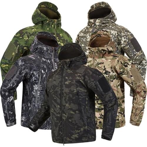 Military Tactical Jacket Men Shark Skin Soft Shell Winter Outdoor Waterproof Windproof Fleece Coat Camouflage Army Hunt Clothing