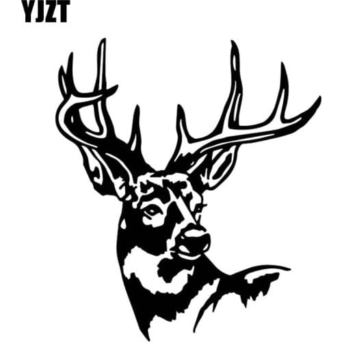 YJZT 14.4CM*16.3CM Deer Head Creative Decoration Car Sticker Car Door Accessories Vinyl Decal Black/Silver C4-1936