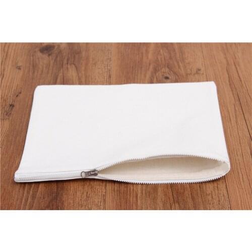 Blank Ladies Makeup Bag with Zipper White/Black Canvas Storage Bags Women Clutch Bag Cosmetic Pouch W9090