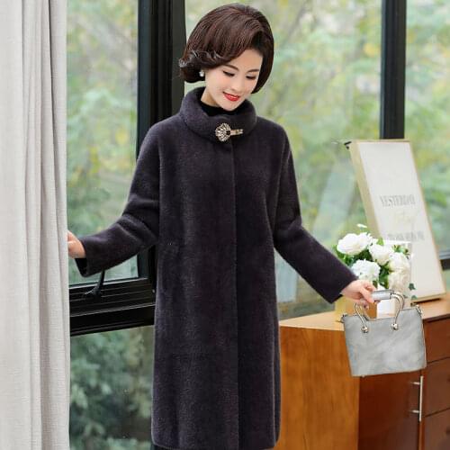 Women Autumn Winter Faux Mink Fur Coat Female Plus Size Covered Button Furry Fur Coats Ladies Long Loose Soft Fur Overcoat Z191