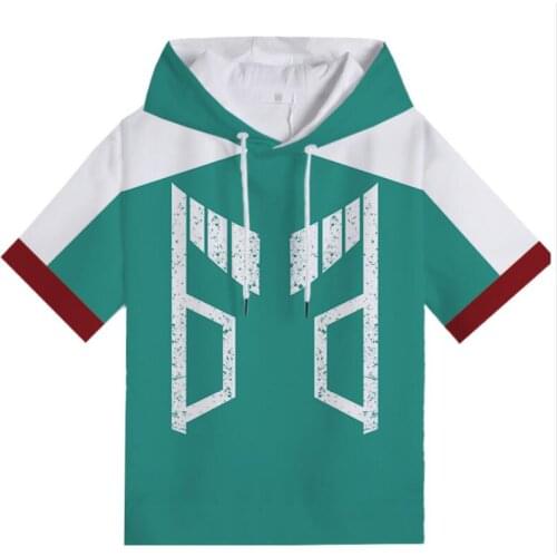 New hot anime My Hero Academia Izuku Katsuki Bakugo Cosplay costume hoodie Kyoka Jiro short sleeve hooded