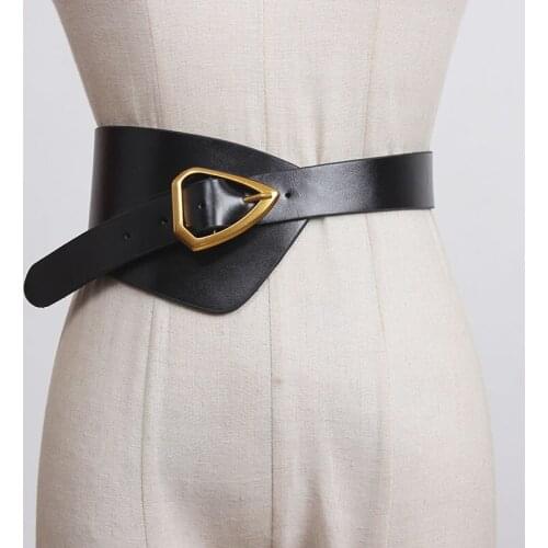 SeeBeautiful Metasl Pin Buckle Irregular PU Leather Waist Seal Belts All Match New Fashion 2020 Autumn Winter Women M402