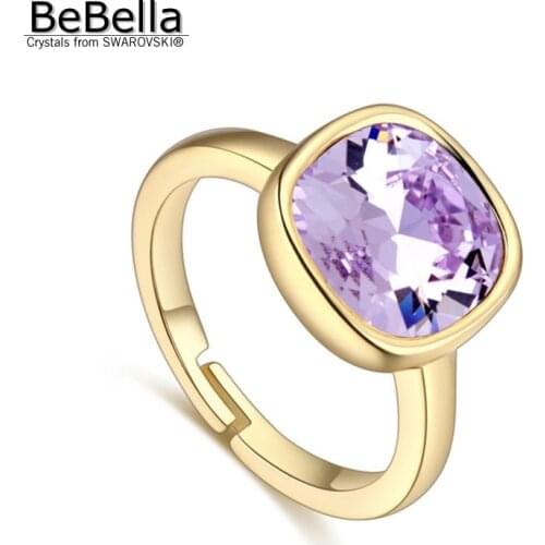 BeBella new square crystal finger ring for woman made with Swarovski Elements in 4 colors
