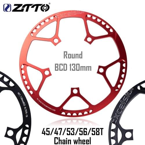 ZTTO 130mm BCD Round Integrated BMX Bicycle Single Speed Crank set 45/47/53//56/58T Aluminum Folding Bike Chainring Chainwheel