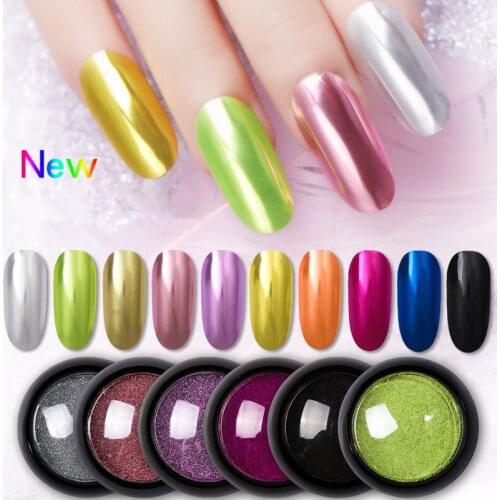 1 Box Mirror Rose Gold Silver Blue Purple Nail Glitter Powder Shining UV Gel Nail Art Chrome Pigment Nail Decoration Tools