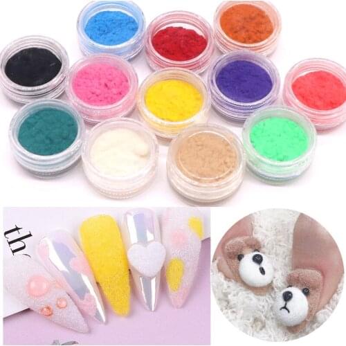 1PCS Flocking Velvet Pigment Candy Color Nail Art Plush Powder Nail Glitter Polish Pigment For Nails DIY Decoration Accessories