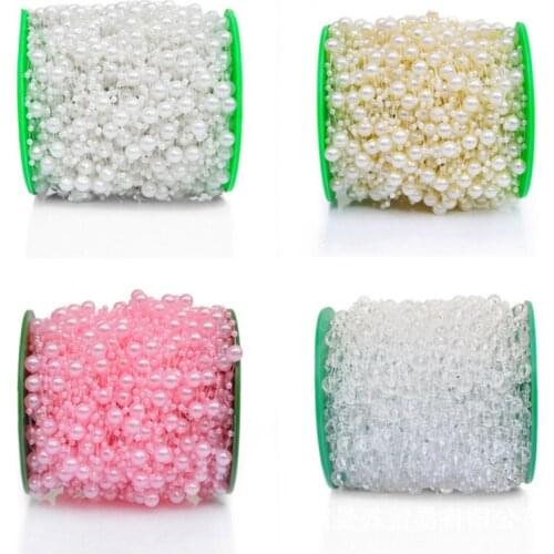 10M DIY decoration Color Fishing Line Artificial Pearls Beads Chain Garland Flower for Wedding Bridal Bouquet Flower Decoration