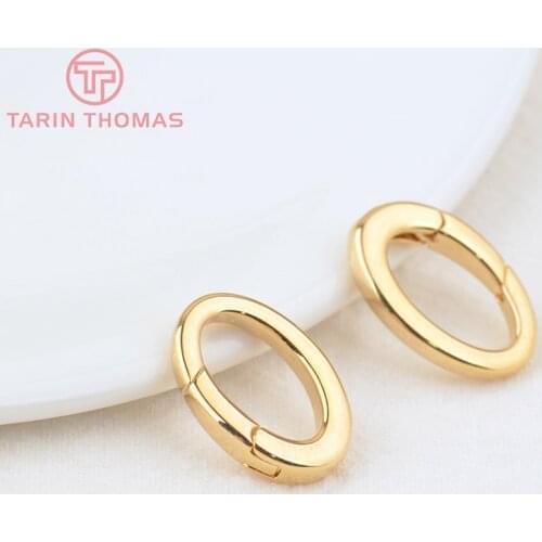 2PCS 13x18MM 24K Gold Color Brass Oval Connector Clasps for Charms Pendants High Quality DIY Jewelry Making Findings