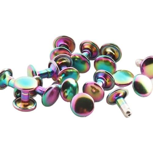 20 sets Rainbow Double Cap Rivets,Metal Round Double Cap Rivet Purse Bag Findings Rivet Jewelry Studs Leather Rivet Tool Craft