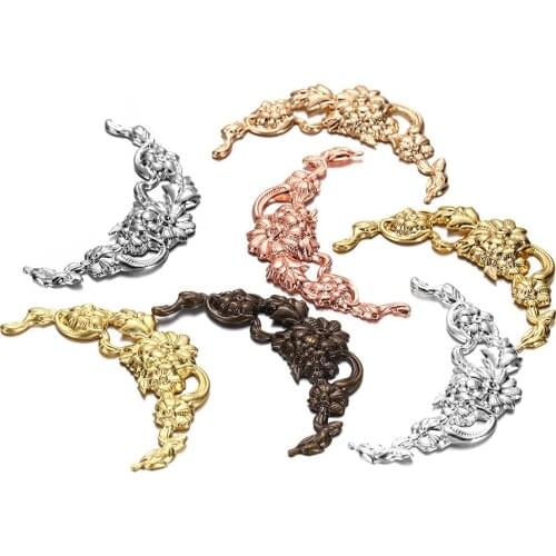 50 Pcs/pack 40mm Copper Stamping Floating Flower Crescent Pendants Handmade Hairpin Hair Clip For DIY Jewelry Making Accessories