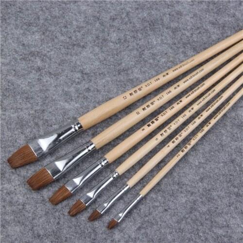 6pcs/Set high-grade weasel hair paintbrush row brush flat peak acrylic paints water color brush artists oil paint brush brush