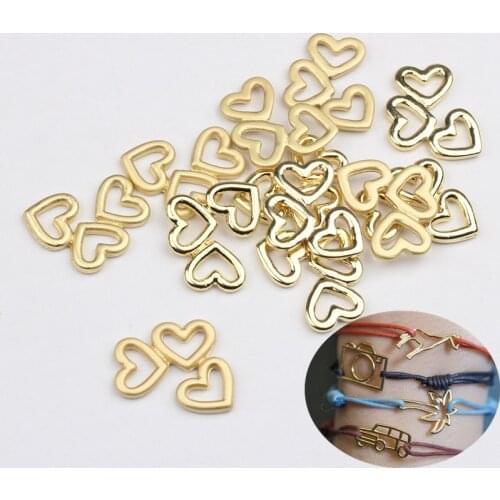 6pcs/lot Zinc Alloy Golden Cute Heart Charms Connector For DIY Fashion Drop Earrings Making Accessories