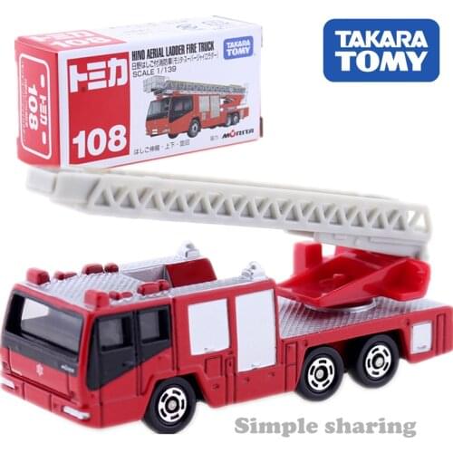 Takara Tomy Tomica No.108 Hino Aerial Ladder Fire Truck Scale 1/139 Car Hot Pop Kids Toys Motor Vehicle Diecast Metal Model