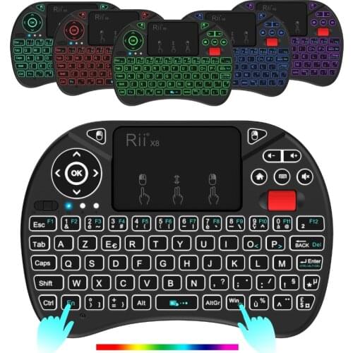 Voice Remote Control Rii X8 Plus 2.4G Air mouse Wireless Keyboard Russian Keyboard with Backlit Touchpad for Mini PC/TV box