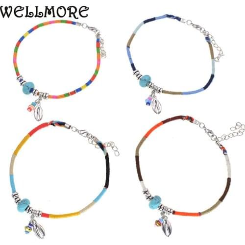 WELLMORE Bohemian Anklets for Women Girls Foot Jewelry Holiday Beach Barefoot Sandals Bracelet Anklet strap natural stone anklet