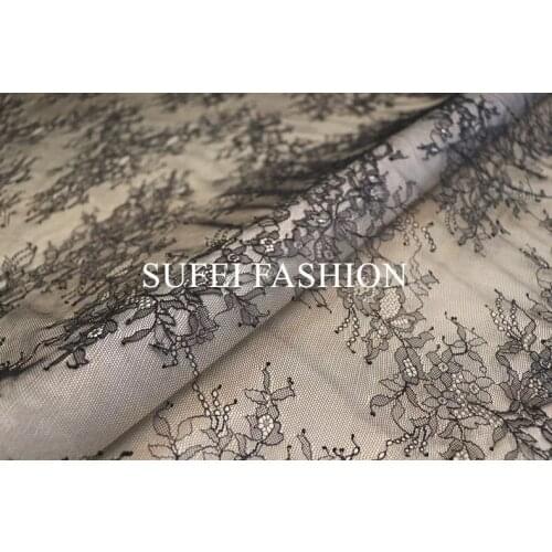 Black Floral Embroidered Eyelash Lace Ribbon for Garment Decoration and DIY Craft Lace Trimming