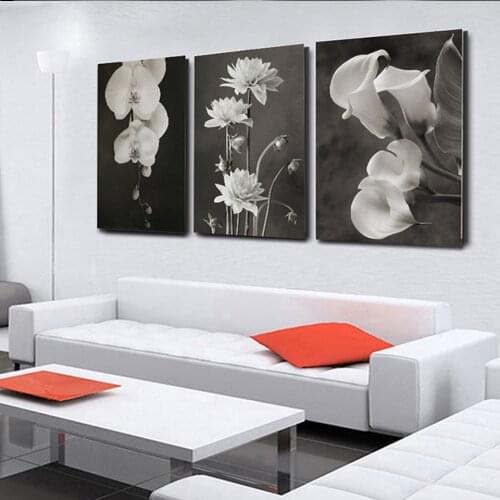Black and White Beautiful Flower Full Drill Diy diamond painting Minimalist Painting Wall Art Decorative Tritych Home Decor N604