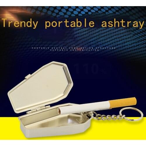 Travel Auto Smoking Ash Organizer Mini Tinplate Coffin Shape Pocket Ashtray Portable Ash Tray with Lids Party Favor