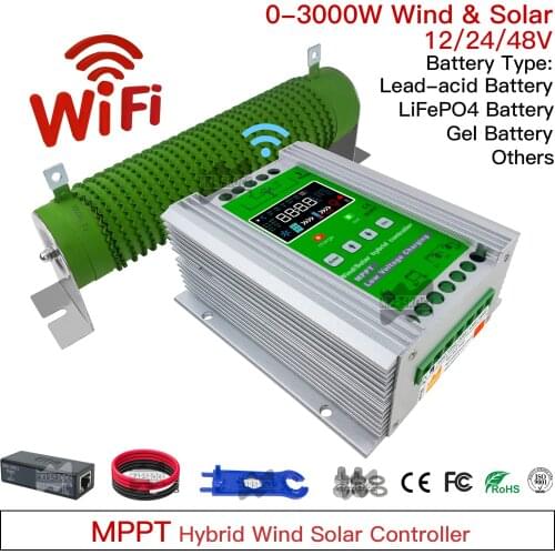 600-3000W Hybrid Solar Wind Charge Controller Power System MPPT Solar Regulator For 12V 24V 48V Lithium Lead-acid Battery