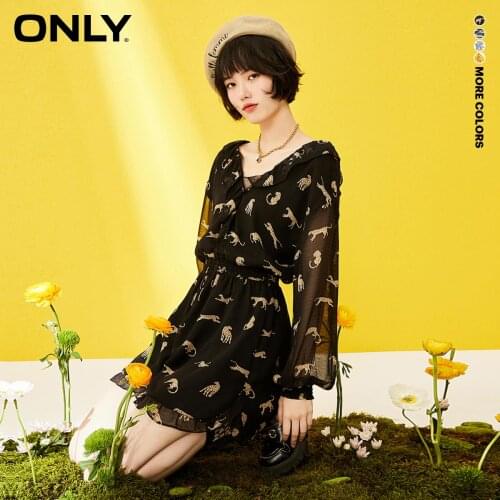 ONLY jumpsuit female 2020 new summer V-neck printed waist chiffon casual pants | 120278503