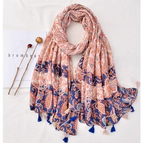 Fashion Autumn Women Viscose Scarf Aztec Cashew Floral Beach Hijab Shawls and Wraps Female Foulard Echarpe Muslim Sjaal 180*90Cm
