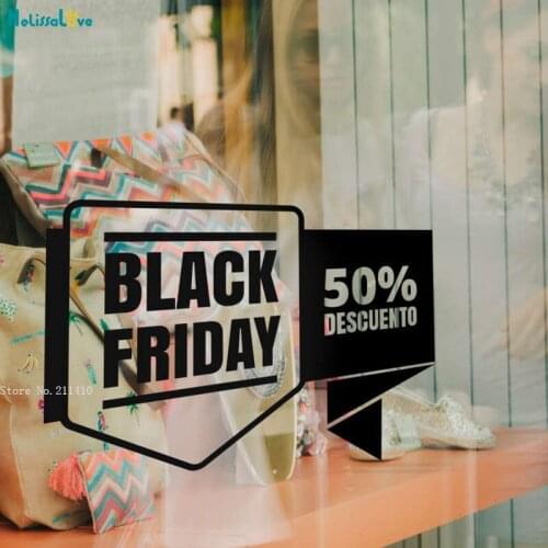Black Friday Descuento Window Sticker Shopping Day All Kinds Of Clothing Sales Decor Discount Word Logo Murals Sign YT3578