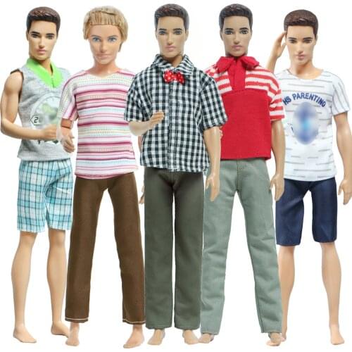 High Quality Doll Prince Outfits 5 Pcs Plaid Tops Wedding Party Wear Pants Trousers Clothes for Barbie Doll Accessories Kids Toy
