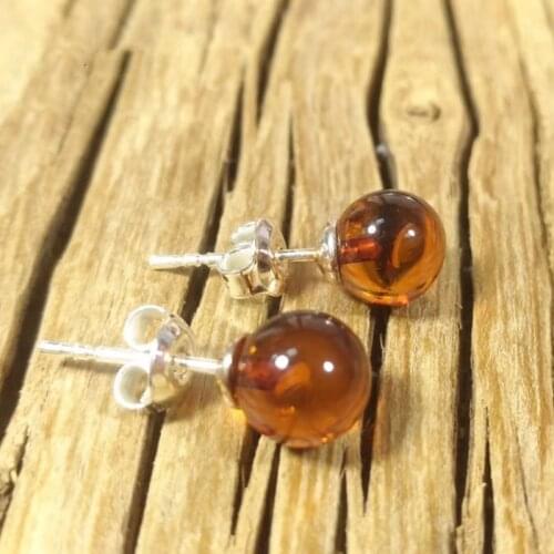 Wholesale 100pcs/lots Natural Baltic Blood Amber 925 Silver Earring Red Color High Qaulity