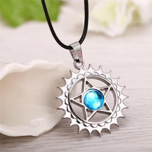 Hot Anime Black Butler collares statement Necklace sun shape with blue stone Necklace Drop-shipping