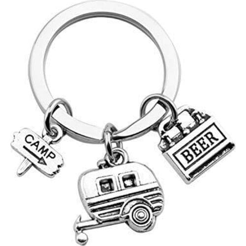 Camping Keychain Camper Gift Camping Jewelry Travel Gift Trailer Keychain Gifts for Camp Lover Key Ring