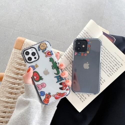 Retro animal zoo funny doodle kawaii Japanese Phone Case For iPhone 12 11 Pro Max Xr Xs Max 7 8 Plus 7Plus case Cute Soft cover