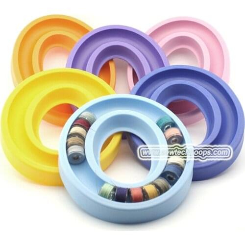 Sew Tech Bobbin Holder Sewing Tools Plastic Bobbin Storage Box Silicone Ring Handicraft Portable for embroidery Bobbin case