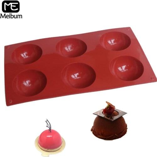 Meibum 6 Cavity Hemisphere Silicone Mold Handmade Mousse Dessert Cake Mould Chocolate Sponge Pastry Modle Baking Bakeware