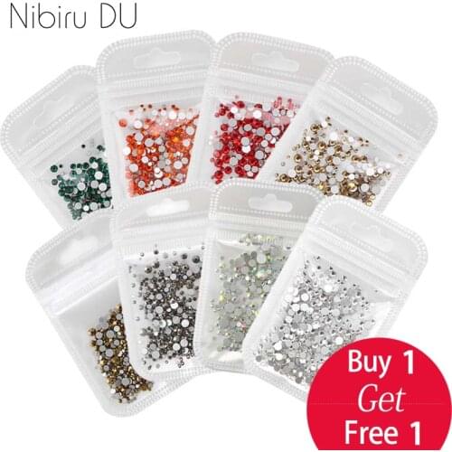 Nail Art Rhinestone 500pcs Mix SS4-SS12 Size Glass Flatback Crystal Non Hotfix Nail Rhinestones For Nails Art 3D Decorations
