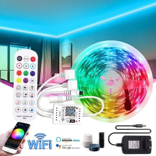 LED Light Strips Bluetooth WIFI Controller Flexible RGB 5050 Decoration BackLight Lamp 5M-20M Waterproof For Decoration Bedroom
