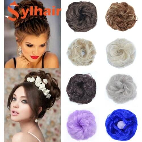Curly Messy Chignon With Rubber Band Synthetic Hair Extensions Black Brown Donut Hair Bun High Temperature Fiber Hairpieces Sylh