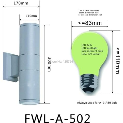 Factory 110*300mm IP65 outdoor Waterproof Villa courtyard wall lamp balcony lights up and down wall full aluminum wall light