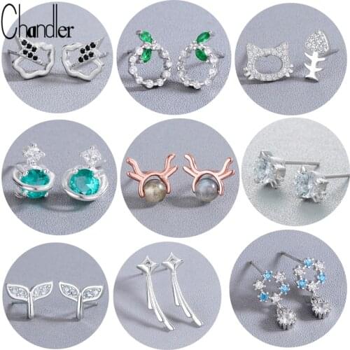 Chandler Austrian Crystal Earrings Trendy Fashion Rhinestone Cubic Zircon boucle d'oreille Small Minimalist Girls Stud Earring