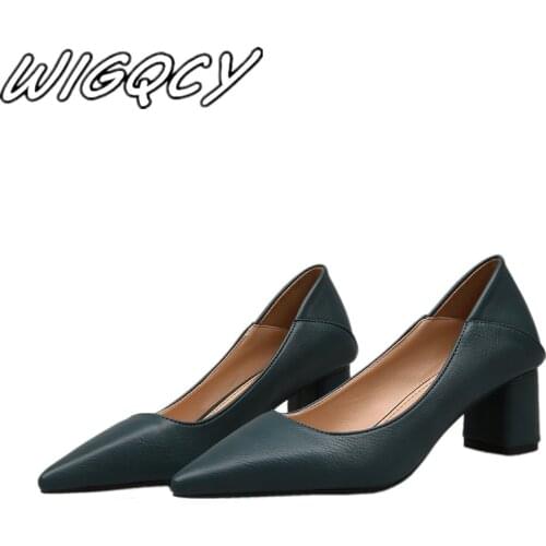 Pointed Toe High Heel Women Pumps Pu Leather Elegant Women High Heels Slip On Vintage High Heels Women Shoes Zapatillas Mujer