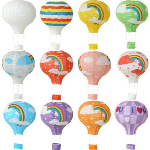 16inch 60cm Flower Letter Striped Rainbow Printed Chinese Paper Lantern Christmas Wedding Birthday Party Decor Hot Air Ballon
