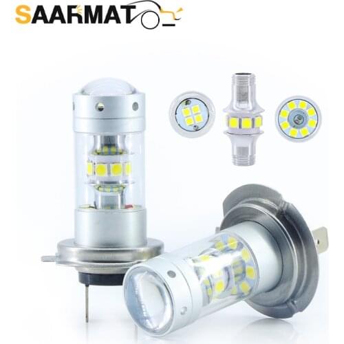 2Pcs LED CANBUS H7 bulbs + H7 decoder No error no Flashing for Car fog light No Flashing lamp white