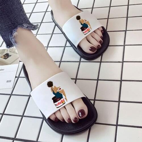 2021 Women Flat Slippers Indoor Bathroom Anti-slip Shoes Peanut Butter Pattern Summer Beach Soft Sole Slide Leisure Sandals