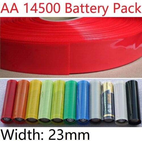 5M Width 23mm PVC Heat Shrink Tube Dia 14.5mm Lithium Battery AA 14500 Pack Insulated Film Wrap Protect Case Pack Wire Sleeve