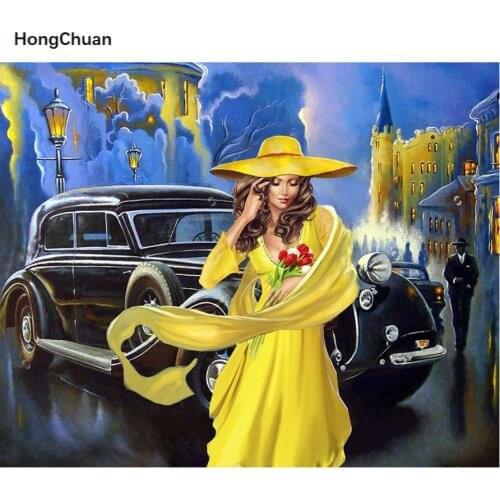 5D DIY square/round diamond painting "car beauty beauty" mosaic cross stitch handicraft home decoration mural gift fast delivery