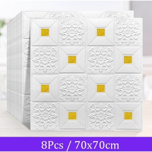 8Pcs 3D Stereo Foam Ceiling Panel Wall Stickers Roof Decal Self Adhesive DIY Wallpaper Living Room Children Bedroom Home Decor