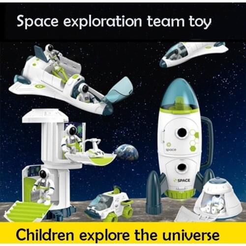 Acousto Optic Space Rocket Toy Astronaut Spaceship Toys Model Shuttle Space Station Rocket Aviation Series Toys Child Gift
