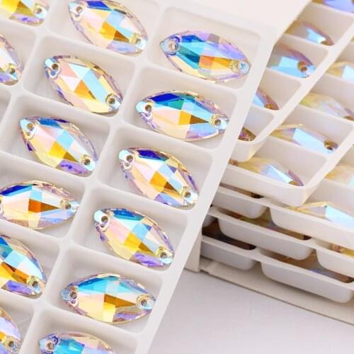 Glitter Horse eye K9 Glass Crystal Flatback Strass Sew-on Rhinestones Sew On Craft Christmas Clothing Garment Decoration